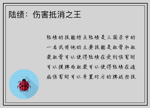 陆绩：伤害抵消之王